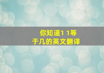 你知道1 1等于几的英文翻译